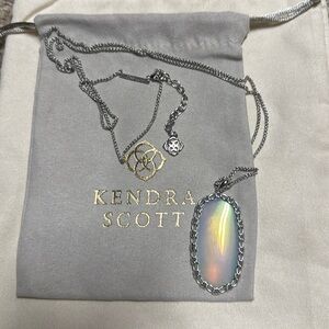 Kendra Scott necklace with rainbow opal looking stone